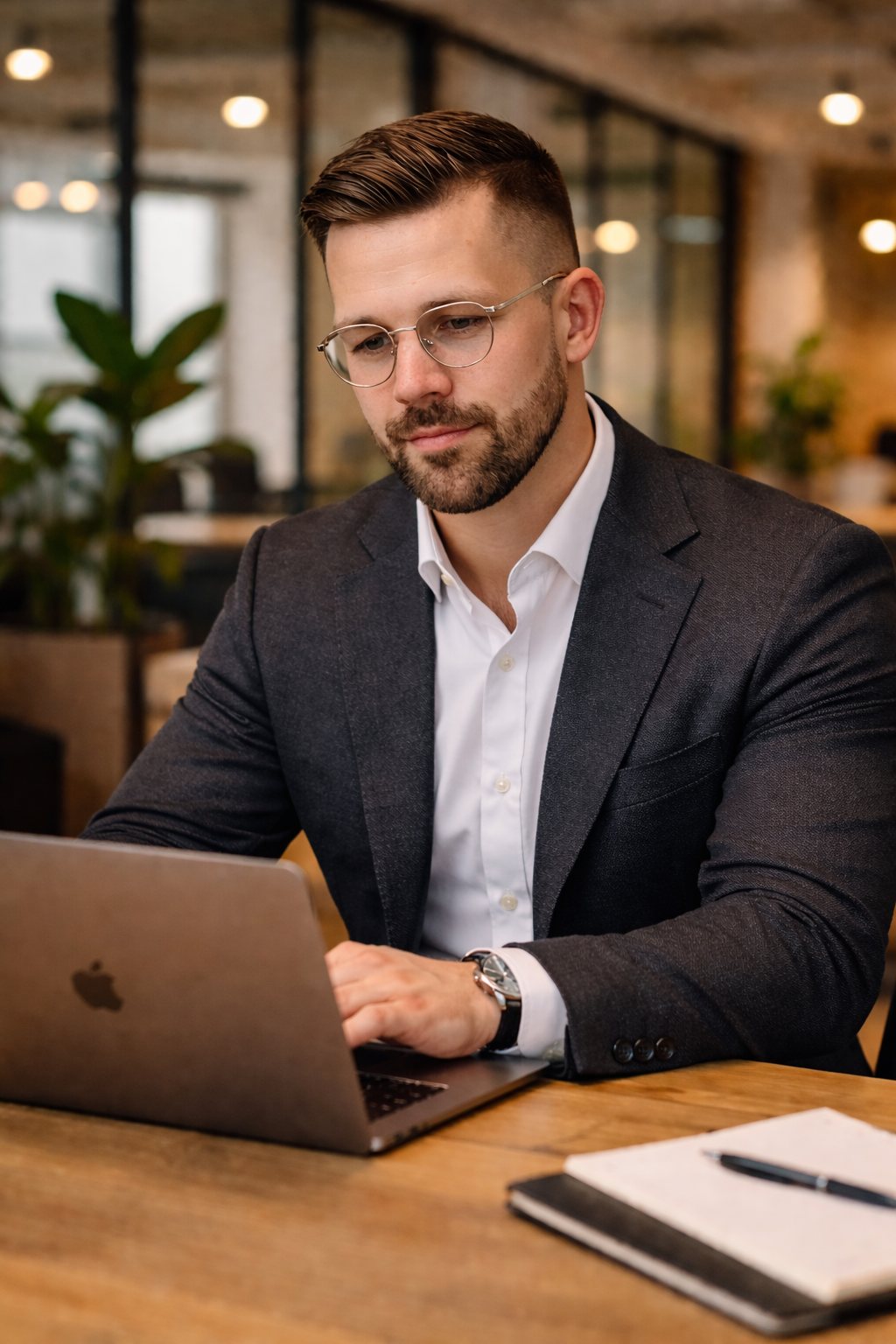 Eric Peters am Laptop im Beratungsgespräch